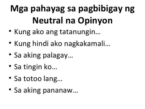 Filipino 9 Mga Pahayag Na Ginagamit Sa Pagbibigay Ng Opinyon At Mga W