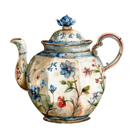 Premium Photo A Drawing Of A Teapot With A Flower On It