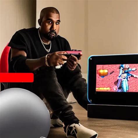 Kanye West Playing The Nintendo Switch Worried Look Stable Diffusion