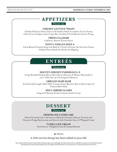 Miami Spice Lunch Menu - News Cafe