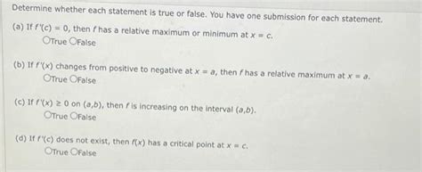 Solved Determine Whether Each Statement Is True Or False