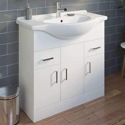 Classic Bathroom Vanity Unit Cloakroom Basin Sink Storage White Various