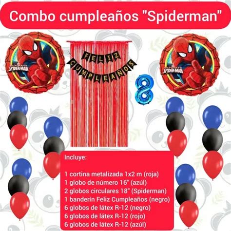 Combo Decoraci N Cumplea Os Spiderman Banderin Cortina Globo En Venta