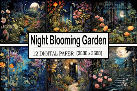 Night Blooming Garden Graphic by Wow Art · Creative Fabrica