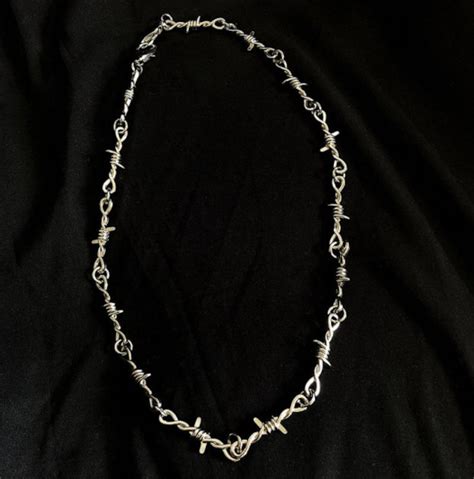 Barbed Wire Necklace Silver Y2k Necklace Etsy