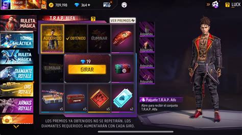 Sacando skin T R A P Alfa Free Fire Nueva Ruleta Mágica T R A P Alfa