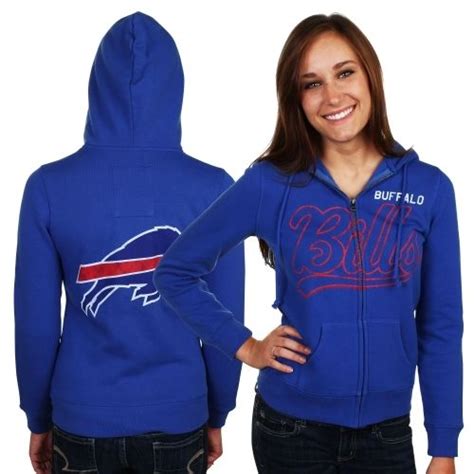 Buffalo Bills Ladies Team Script Full Zip Hoodie Royal Blue Hoodies