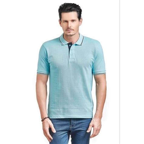 Combed Ring Spun Cotton Plain Ruffty Polo Tipping Sky Blue With Black