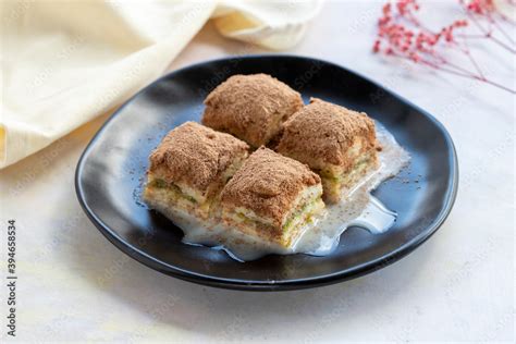 Cold Baklava Cold Baklava With Milk Soguk Baklava Stock Photo