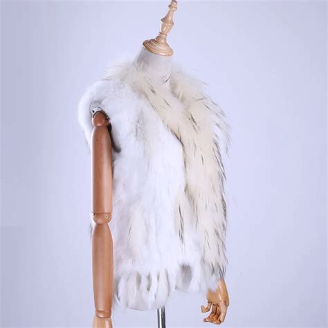 Women Rabbit Knitted Genuine Fur Vests Tassel Real Fur Vest Raccoon