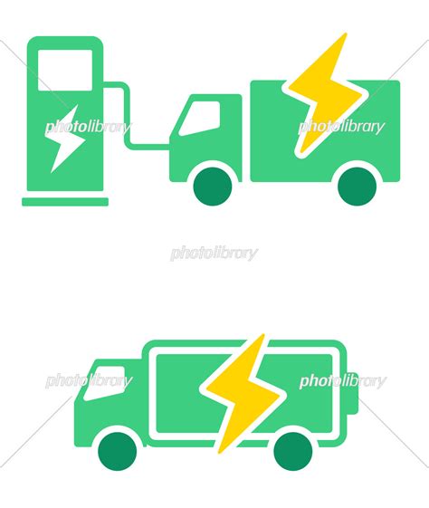 電気自動車とガソリンスタンドでの充電のアイコン イラスト素材 [ 7419874 ] フォトライブラリー Photolibrary