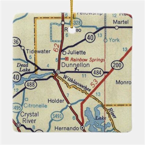 Dunnellon Florida Vintage Map Ceramic Ornament | Zazzle.ca