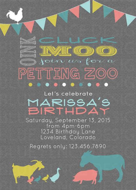 Petting Zoo Birthday Party Invitation Barn Birthday Party Etsy