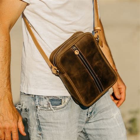 Mens Shoulder Bag Small Leather Bag For Men Leather Bag Etsy