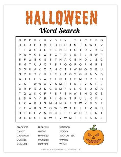 Halloween word search – Artofit