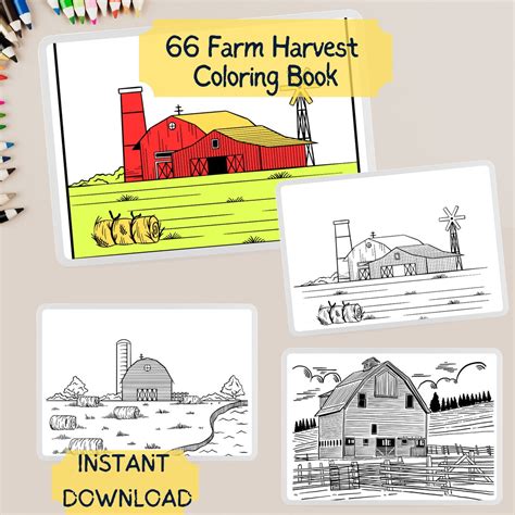 66 Farm Harvest Coloring Page Printable Wall Line Art Prints - Etsy