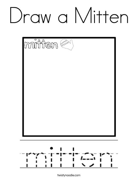 Draw a Mitten Coloring Page - Twisty Noodle