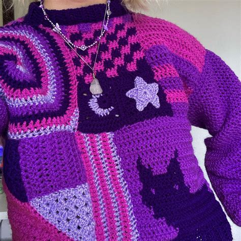 PATTERN Crochet Cat Patchwork Jumper - Etsy