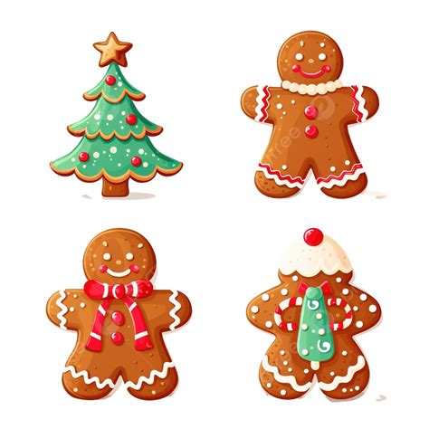 Cartoon Gingerbread Cookies Christmas Vector Elements Christmas