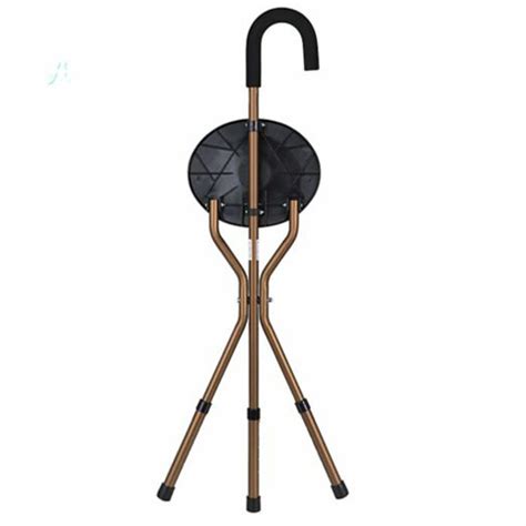 Canne siège stable trépied réglable pliable bronze