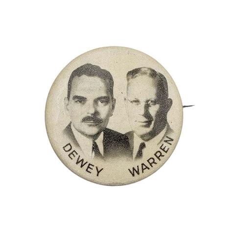 Thomas Dewey Earl Warren Jugate Campaign Pinback Button Original