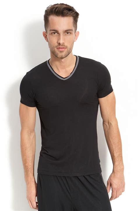 Calvin Klein Essentials Trim Fit Micromodal V Neck T Shirt In Black