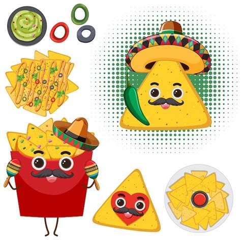 Premium Vector Set Of Mexican Nachos