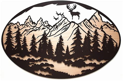 Mountain Design Laser Cut Svg Dxf Files Wall Sticker Engraving Decal