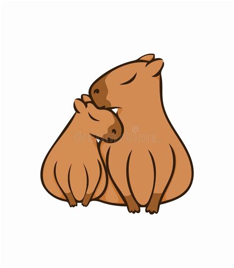 Adorabile Coppia Di Capybaras Illustrazione Vettoriale Immagine