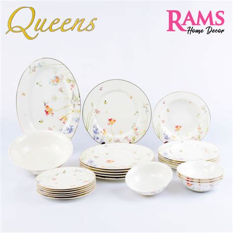 Queens 24 Pcs Embossed Superfine Porcelain Dinner Set Dinnerware