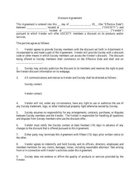 Discount Agreement Template Fill Out Sign Online And Download Pdf