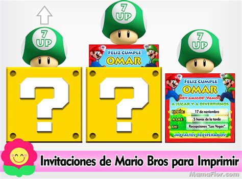 Invitaciones De Mario Bros Tarjeta De Cumpleaños Personalizada