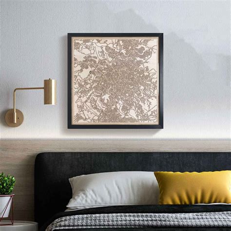 Wooden street map of Jerusalem - 3D, topographic, engraved - CityWood