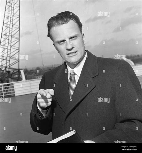 American Evangelist Billy Graham Pictured Upon Arrival At Southampton