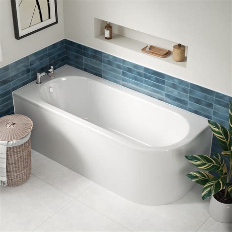 Drench J Shaped Single Ended Corner Bath & Bath Panel - 1700 x 720mm