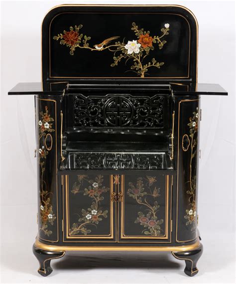 Sold Price Chinese Black Lacquered Bar Cabinet 20th C August 5