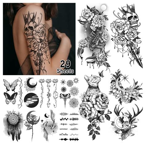 Cerlaza Temporary Tattoos For Women 29 Sheets Of 86 Styles Long