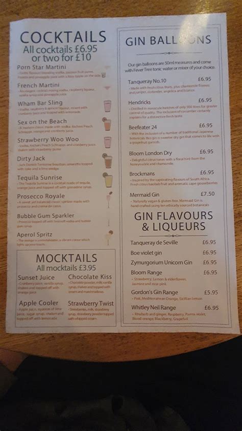 Menu at Saracens Head pub & bar, Lymm, Paddock Ln