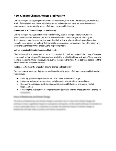 SOLUTION: How climate change affects biodiversity - Studypool