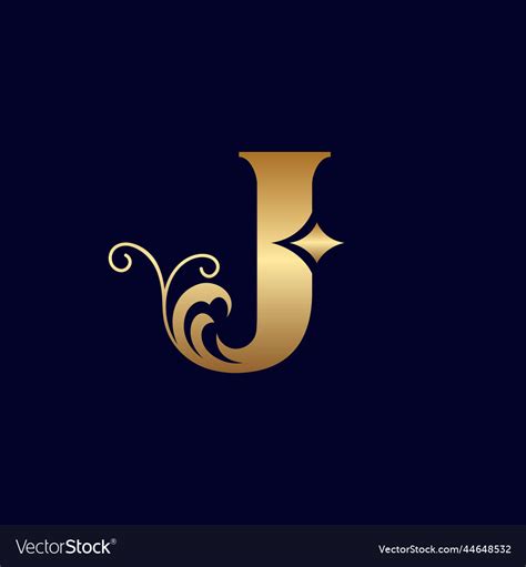 Jewelry logo design j ornate Royalty Free Vector Image