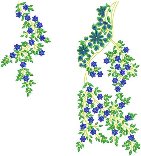 blue flowers embroidery design