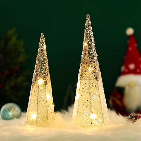 Amazon Anycosy Set Of Lighted Christmas Cone Trees With Warm