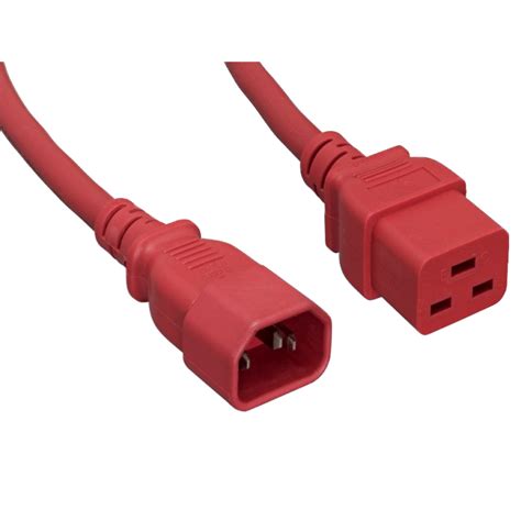 Power Cord C14 To C19 14 Awg15 Amp Red 6 Foot