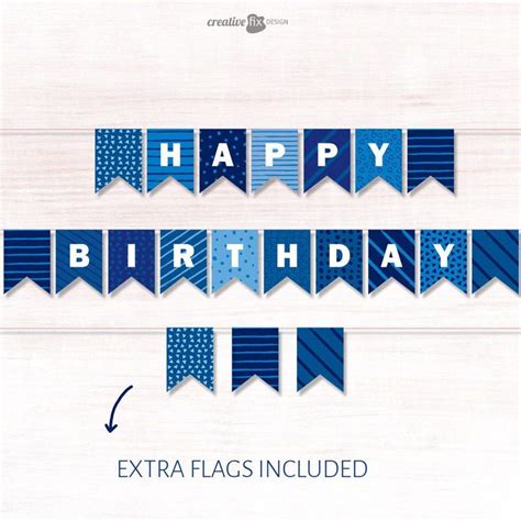 Happy Birthday Banner. BLUE PRINTABLE Banner. BLUE Happy Birthday Diy ...