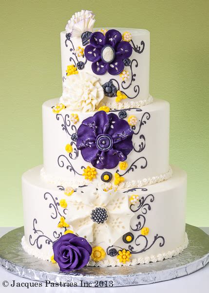 Purple And Yellow Wedding Cakes