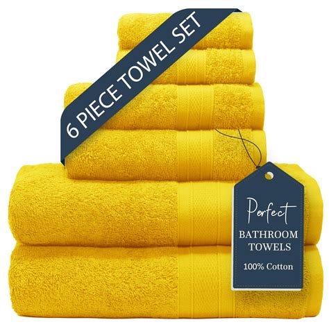 Trident Soft And Plush Cotton Piece Bath Towel Set Mustard