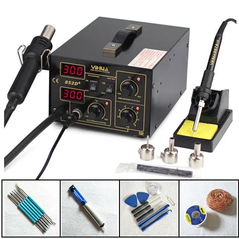SMD Rework Station Pump Type Hot Air Gun Digital Soldering Iron YIHUA 852D 2 In1 SMD Hot Air