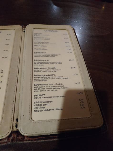 Menu at La Bohemia restaurant, Costa Teguise