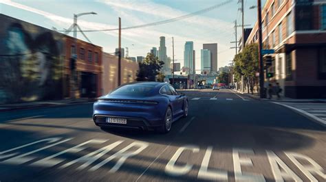 Road Los Angeles Car Street Porsche Taycan Driving Electric Car Motion Blur Porsche Hd