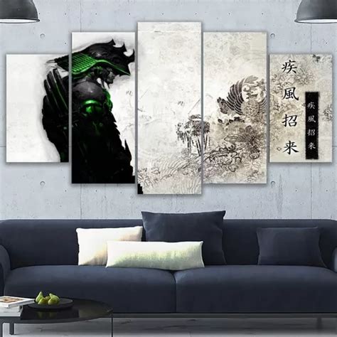 5 Cuadros Decorativos Samurai Arte Japones Medida 150x84cm Meses Sin